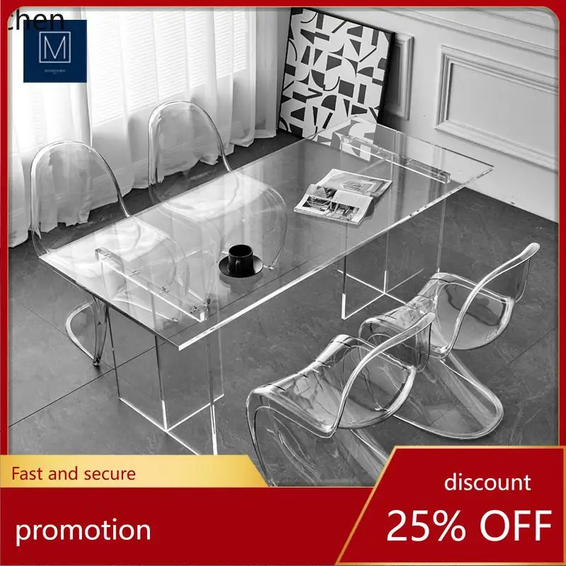 

ZML transparent table office living room dining table modern boss writing desk study computer desk