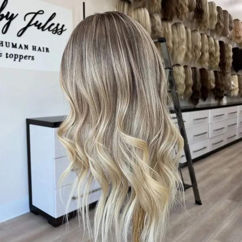 

Женский костюм из натуральной линии волос 13x4, средняя часть, омбре, пепельно-русый, парик спереди, термостойкий парик из волокна, повседневный парик для косплея, вечерние парик