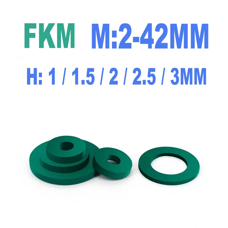 Flat Gasket H1.5-H3mm ID2-ID42 FKM Rings Sealing Fluororubber Seals Waterproof Elastic FPM Gasket In Stock Wholesale Washer