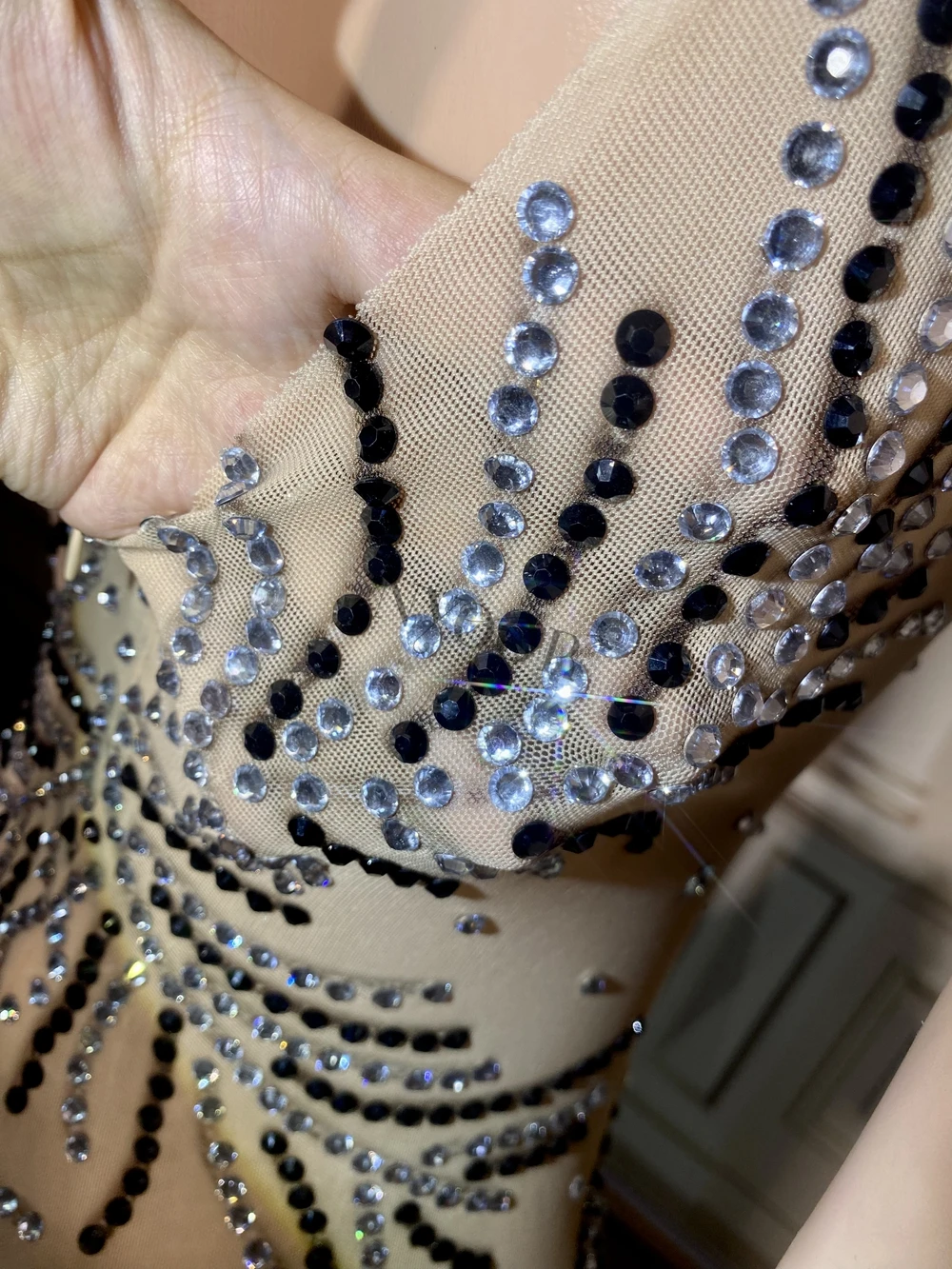 Funkelnde Strass steine ärmelloses Netz langes Kleid für Frauen sexy Geburtstag feiern Abend Abschluss ball Kleid Fotoshooting tragen