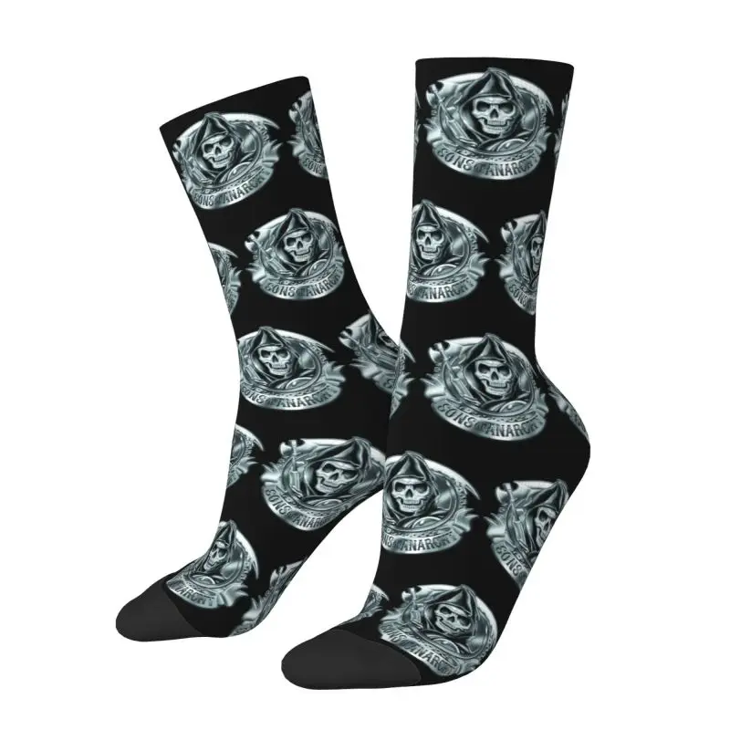 The Death Reaper Sons Of Anarchy Men's Crew Socks Unisex Novelty 3D Printed Dress Socks