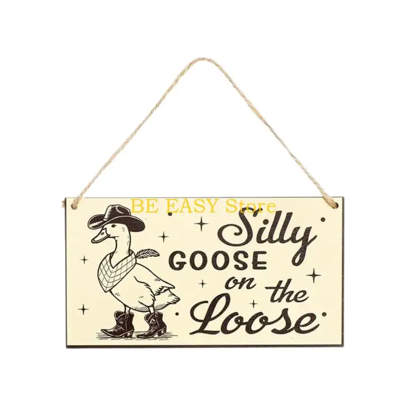 Afbeelding 3: E28F Funny Guard Gooses Sign Natuurlijk Hout Weerbestendige Tuinen Waarschuwingsplaat