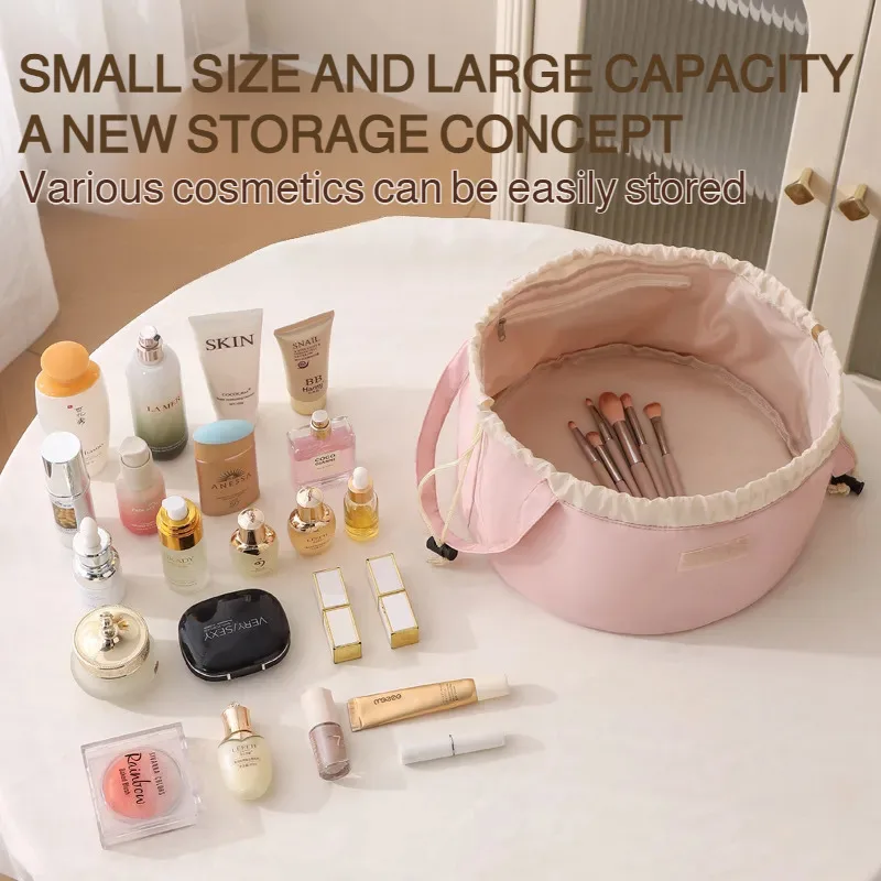 حقيبة تنظيم أنيقة ومرتبة مقاومة للماء ومتعددة الوظائف وبساطة برباط كسول حقيبة مستحضرات التجميل حقيبة دلو مستحضرات التجميل