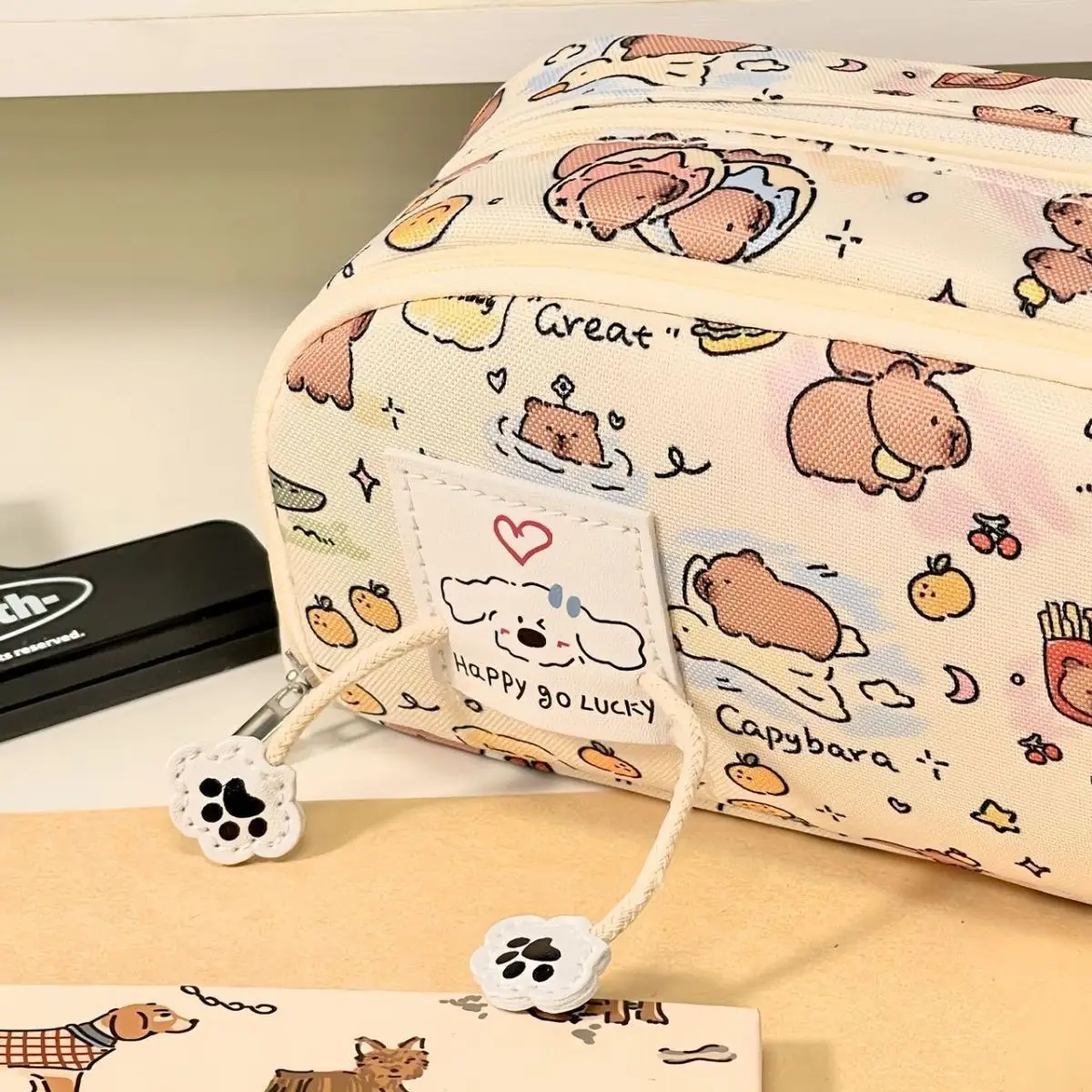 Pencil Case High Appearance Large Capacity Pen Bag Flip Cover Stationery Storage Pouch Office School Supplies