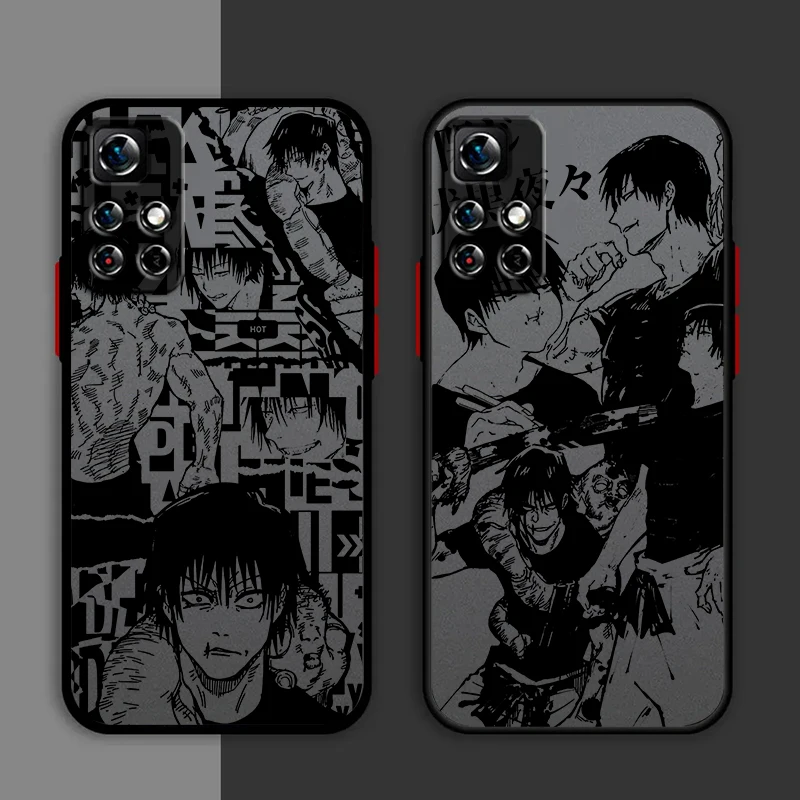 Jujutsu Kaisen Toji Cool Phone Case For Redmi Note 13 12 11 10 Pro Plus S T Lite 4G 5G Frosted Translucent Matte Cover