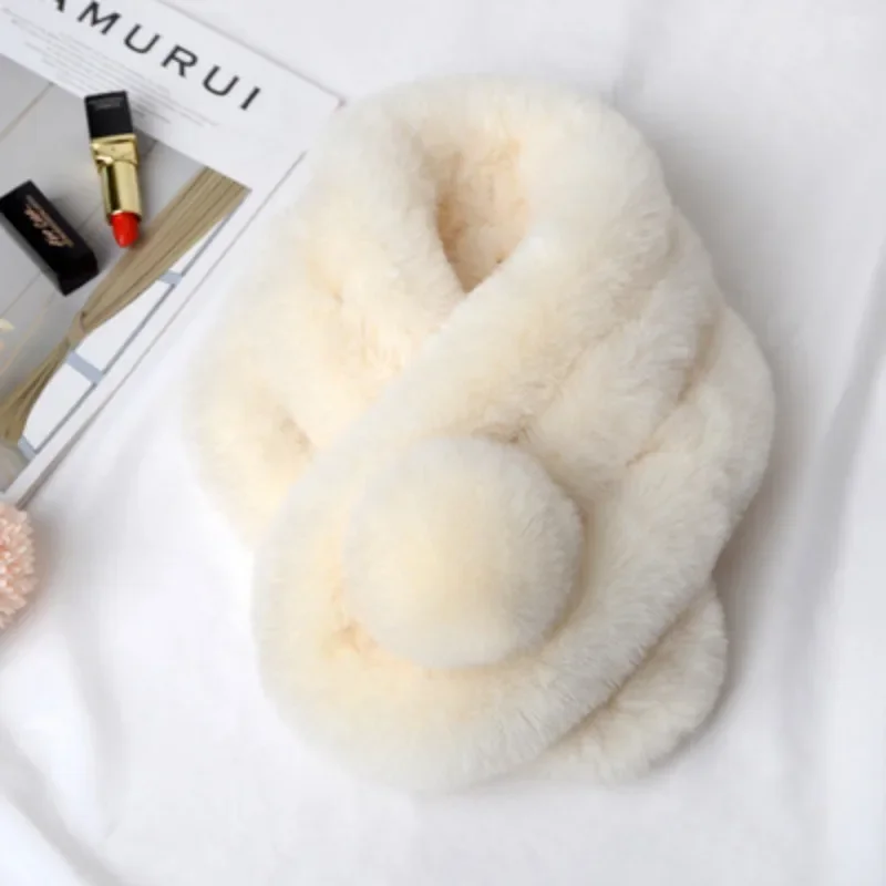 New Rabbit Fur Scarf Women Winter Warm Soft Furry Scarves Casual Female Lady Outdoor Neck Warmer Collar