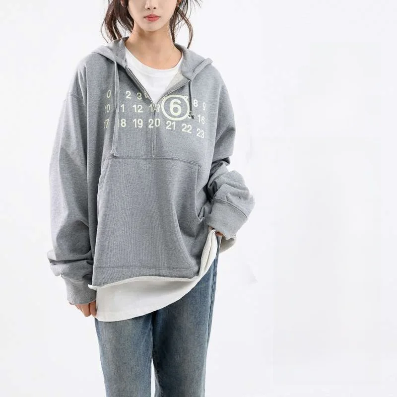 เสื้อฮู้ดดี้พิมพ์ลายดิจิตอลแบบใหม่ของอเมริกา ปี 2025 ทรงหลวม ซิปยาว แขนยาว เสื้อฮู้ดสำหรับผู้หญิงและผู้ชาย