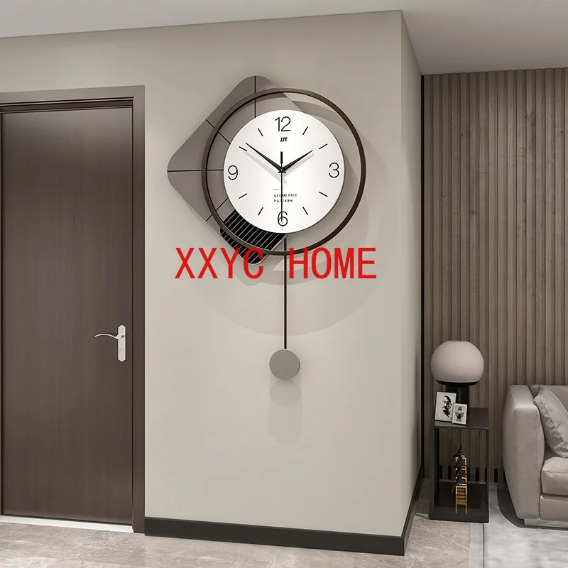 Creative Geometric Figure Automatic Swing Decorative Clock Minimalist Living Room  Silent Sweep Seconds Quartz Watch