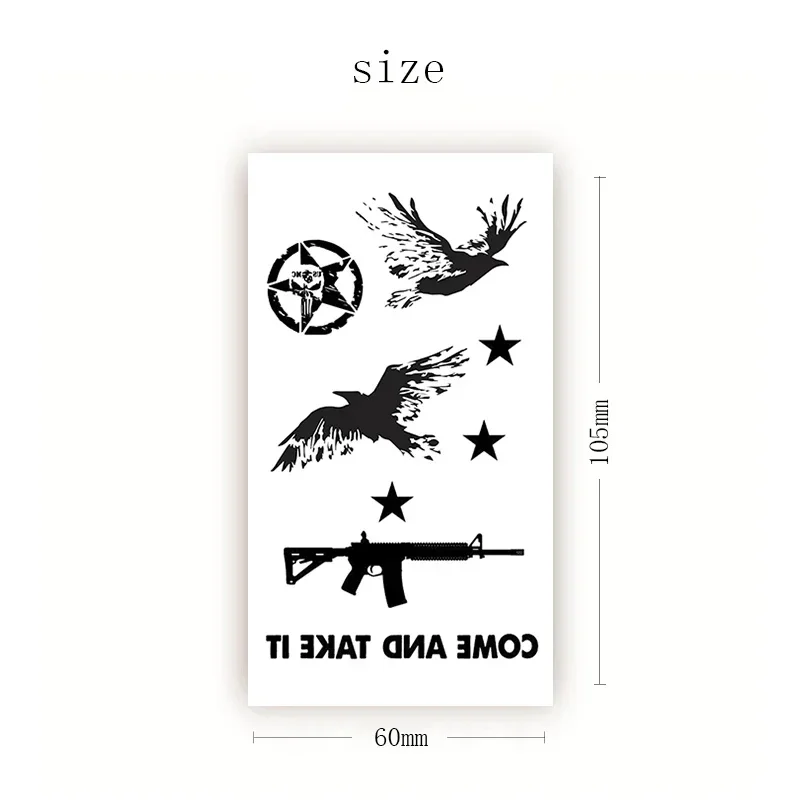 Gun Swallow Waterproof Temporary Tattoo Sticker Black Star English Letters Fake Tatto Flash Tatoo Hand Chest Body Art for Men