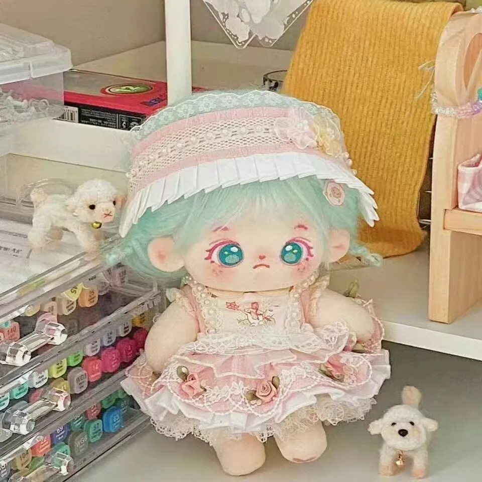 Hanya gaun bayi, tanpa boneka, gaun mawar industri berat 20 cm, set enam potong, gaun penutup mutiara kecil berbentuk bunga