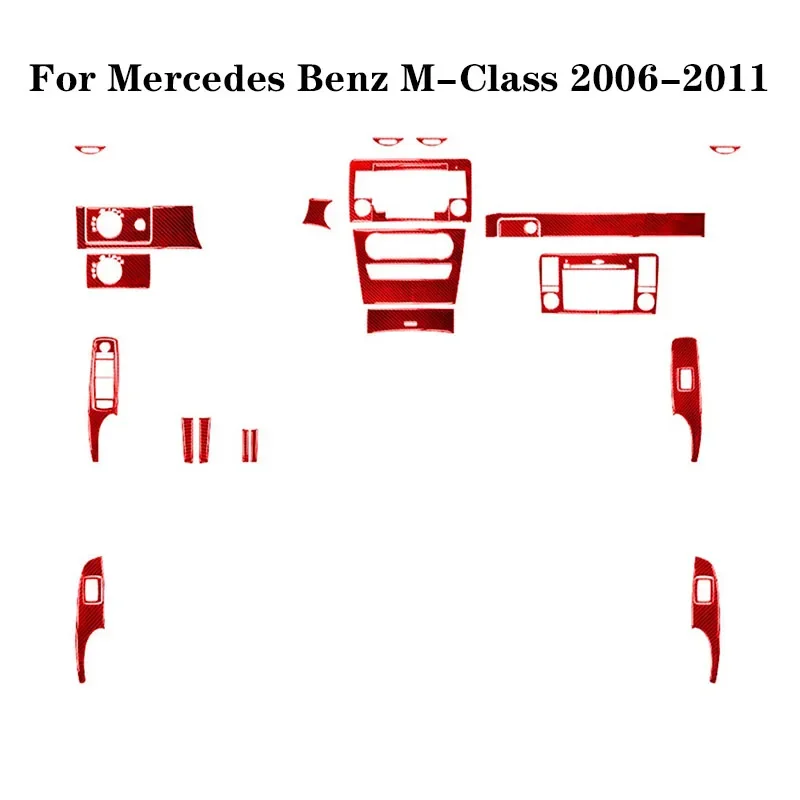 For Mercedes Benz M-Class 2006 2007 2008 2009 2010 2011 Carbon Fiber Red Stickers Car Interior Decorative Accessories