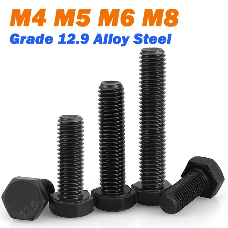 Leijiu Grade 12.9 High Tensile Hex Bolt M4 M5 M6 M8 Black Oxide Alloy Steel Fasteners For Heavy Machinery Construction