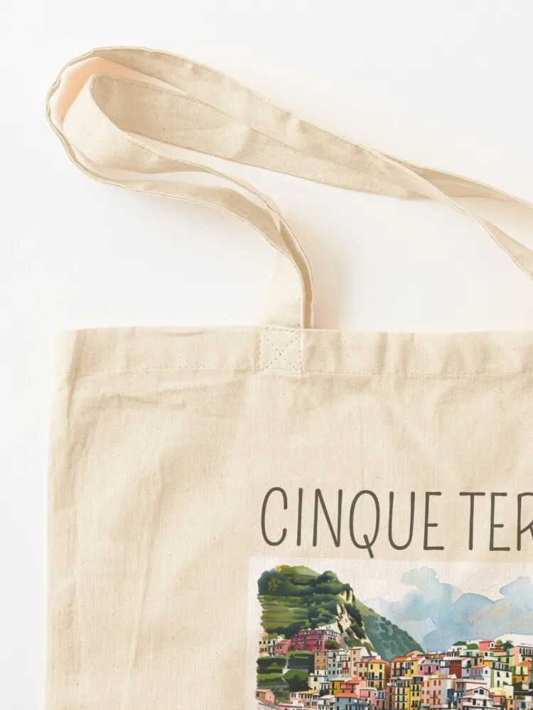 Design ad acquerello di Cinque Terre - Italia Tote Bag tote bag da donna carino pochette borse per la spesa pieghevoli