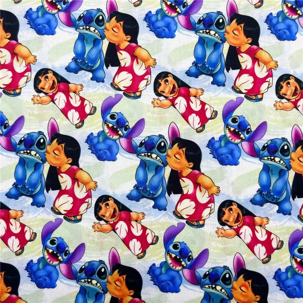 45*145cm Disney  Stitch poplin Cotton Fabric Tissue Sewing Quilting Lilo & Stitch Fabrics Needlework DIY Handmade