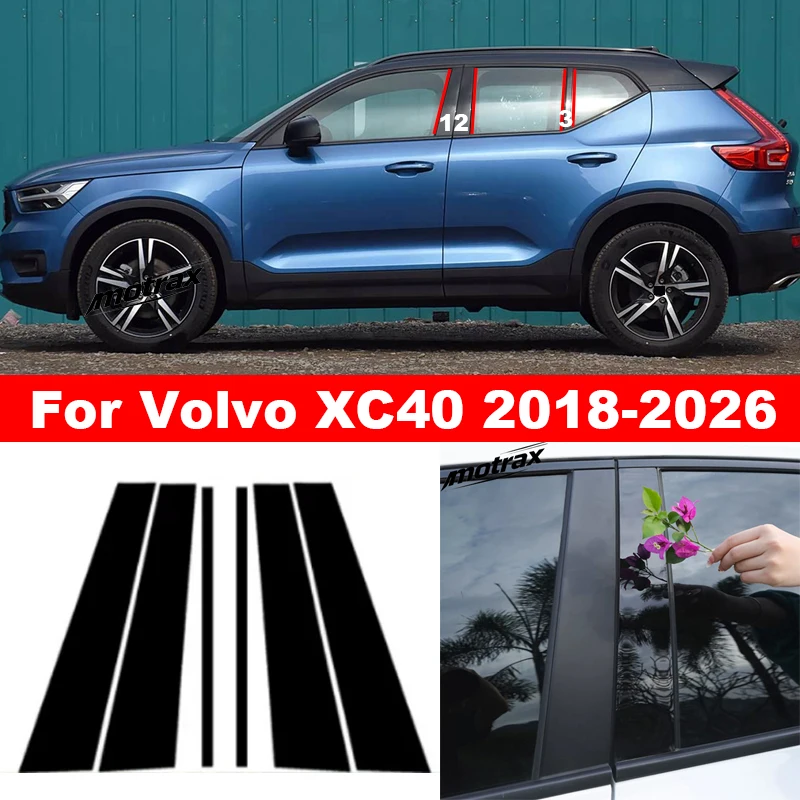 For Volvo XC40 2018-2026 Car B C Pillar Posts Window Trim Cover Door Window Column Decorative Sticker Exterior Accessories