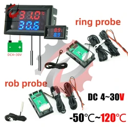 DC4-30V 100cm LED Display Digital Voltmeter and Thermometer Temperature Sensor Detector With NTC10K 3950 Probe Temp Tester Gauge