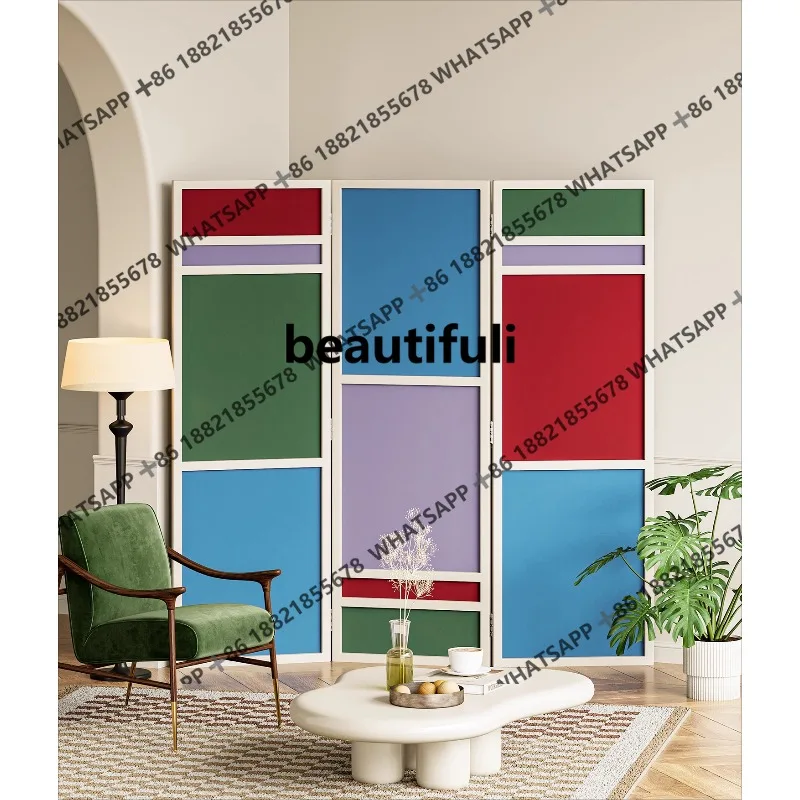 Nordic color screen modern art space partition movable shutter window baffle