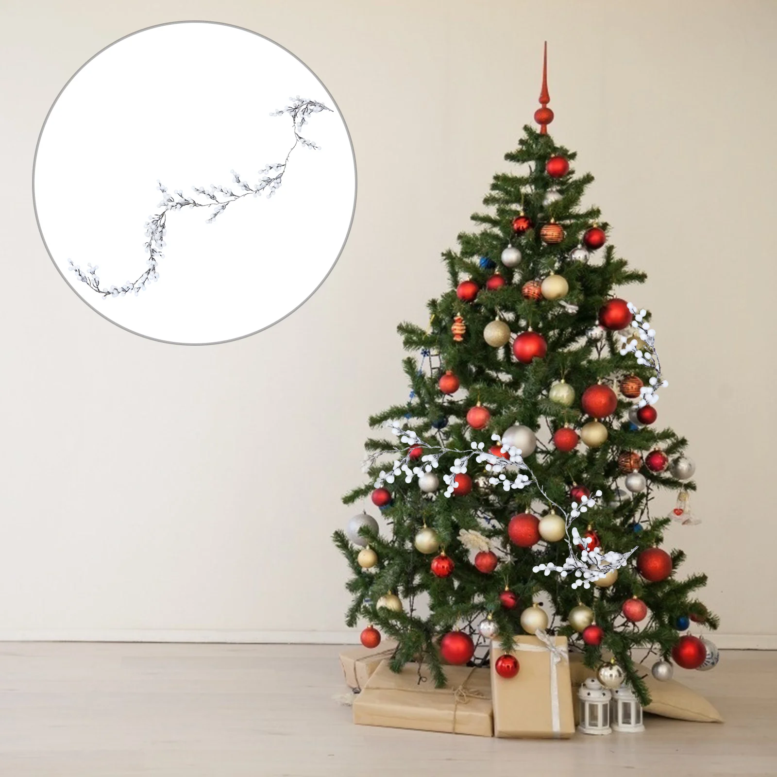 

Christmas Decorations Cane Pine Branch Home Hanging Pendant Decorate Decorative Festival Prop White