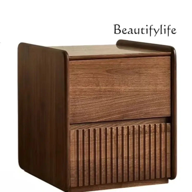 Y North American Black Walnut Bedside Table Solid Wood Removable Side Cabinet Small Apartment Living Room Storage