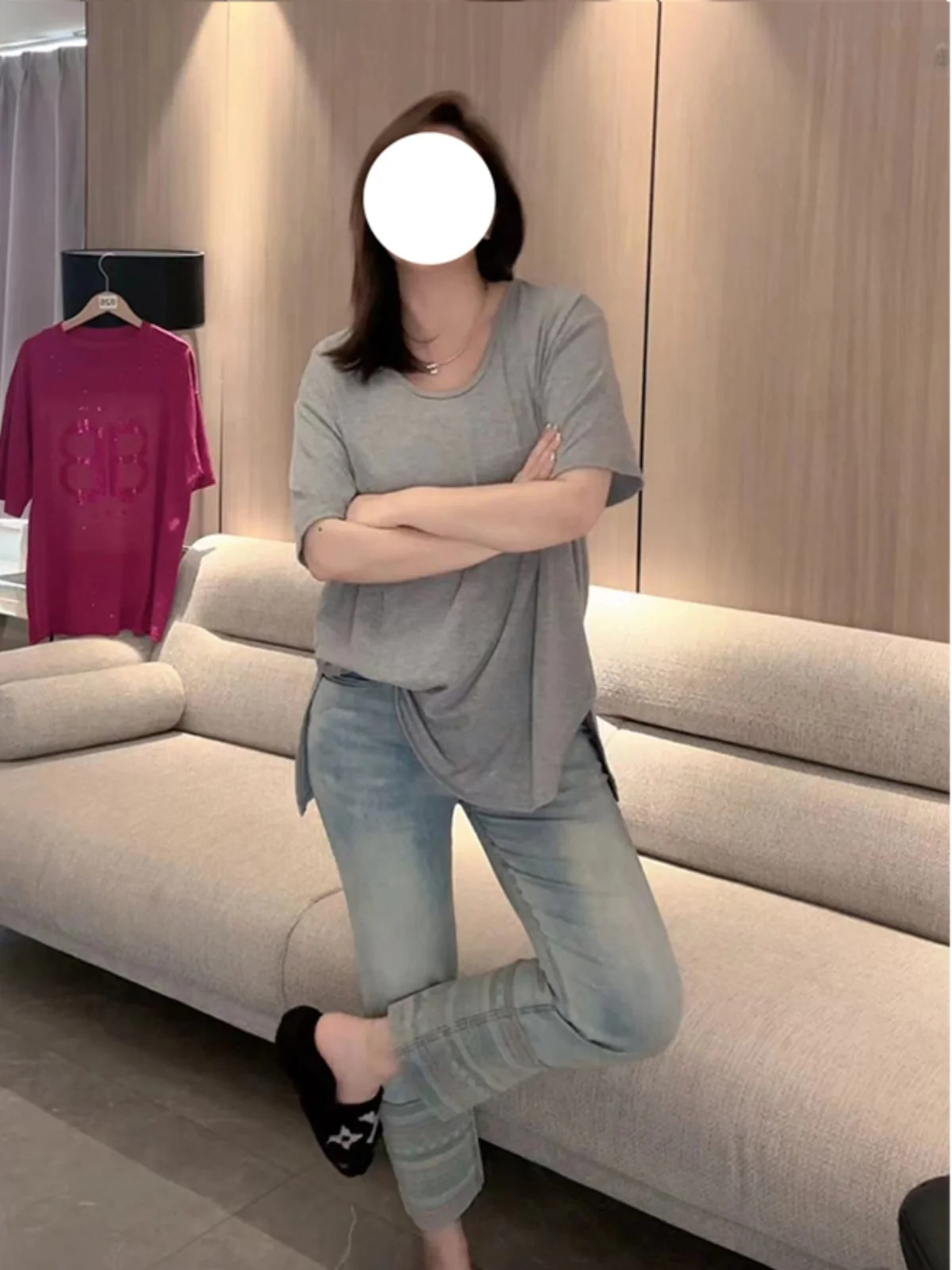 2025Plus Größe Neue Feste T-shirt Sommer Kurzarm Rundhals Casual Top Reine Baumwolle frauen Mode Koreanische Kleidung Z567