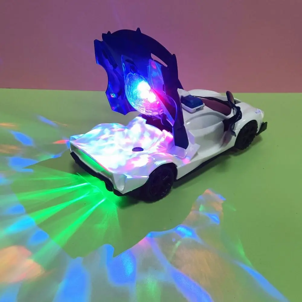 

Transform Vehicle 360° Rotating Police Car Toy Music Sound Sensory Toys LED Light Police Car Toy Openable Doors