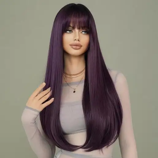 Рисунок 2 - Длинные прямые фиолетовые парики для женщин