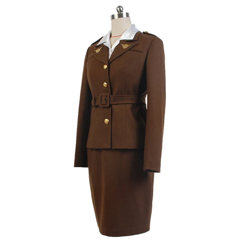 Agente Peggy Carter Costume Cosplay Uniforme Set completo per donne adulte 2 colori PA4799