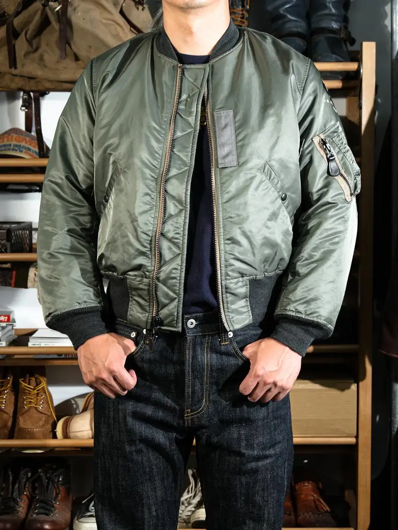 

MA American Sle Bomber Jaet Нейлоновая шерсть Хлопок Flight Jaet Youth Faion Urban Stand Fit Thiened Спецодежда Военная...