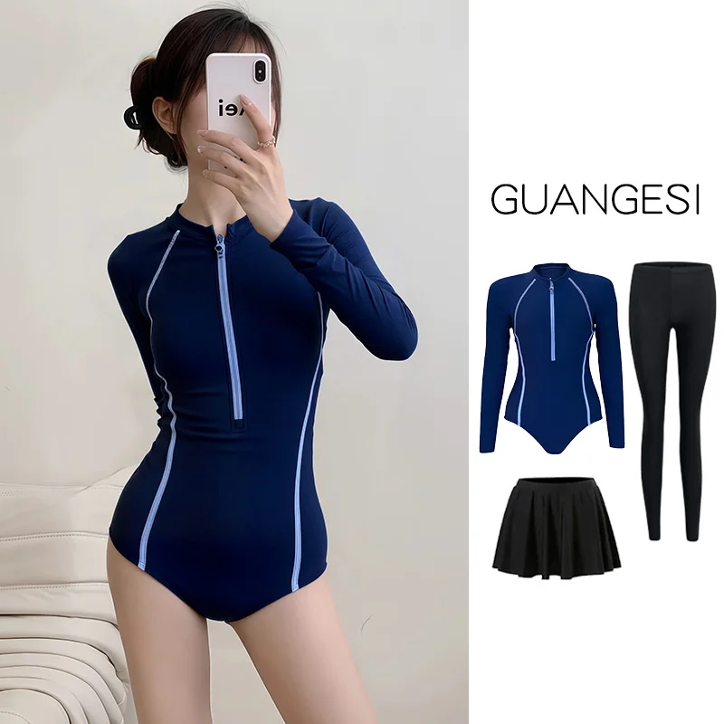 

Профессиональный женский гидрокостюм с моноластой и высоким воротником, защита от УФ-излучения UPF50, быстросохнущий, для дайвинга и защиты от медуз