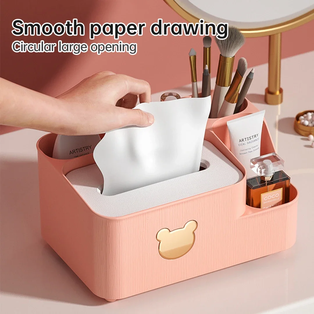 Tissue Storage Box Living Room Desktop Storage Multi-function Storage Box