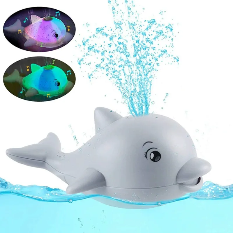 Electric Induction Water Spray Sprinkler Toy Dolphin Music Float Bathing Toys Kids Bathroom Toy with Light