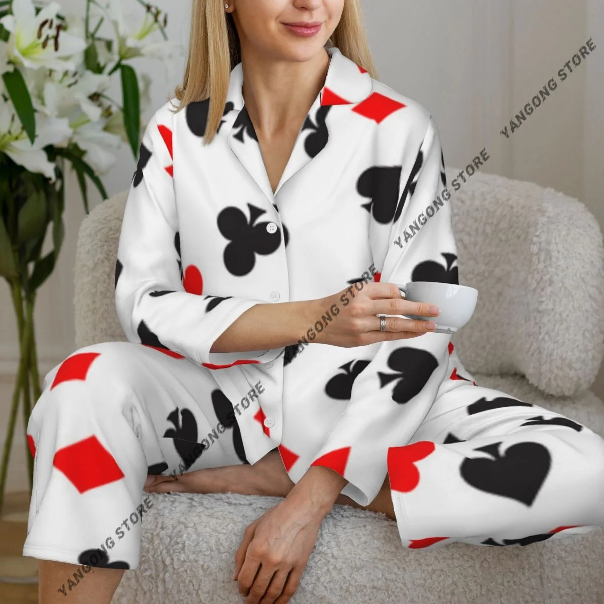 femmes-vetements-de-nuit-pyjamas-poker-carte-costume-modele-a-manches-longues-pijama-femme-ensemble-deshabille-cardigan-costume