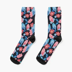 Calcetines con patrón de flores vulva para hombre y mujer, calcetín con calefacción, kawaii