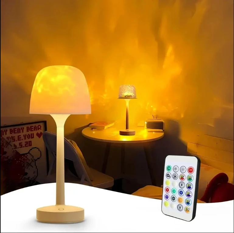 

Projection Lamp HighFooted Water Ripple Table Lamp LED Aurora Projector With Remote Control Indoor Romantic and Interesting Gift