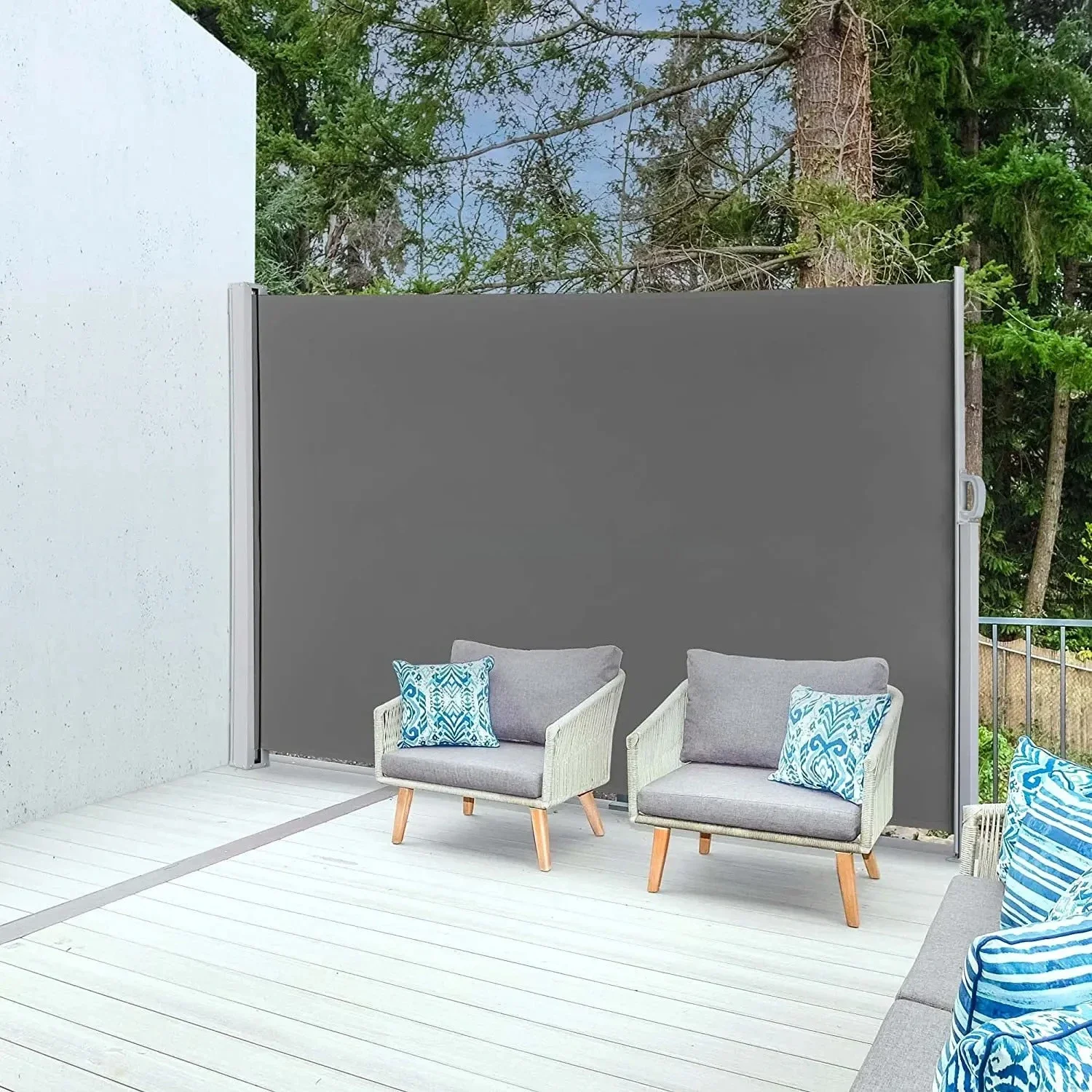 Factory Direct 2026 Custom Patio Retractable Side Screen Awning Waterproof Sun Shade Wind Screen Privacy Divider Garden Folding