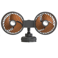 24V/12V Car Fan Cooling Circulator 360 Degree-Rotation Mini Dual Head Usb Charging Electric Car Fans 3 Speeds Adjustable