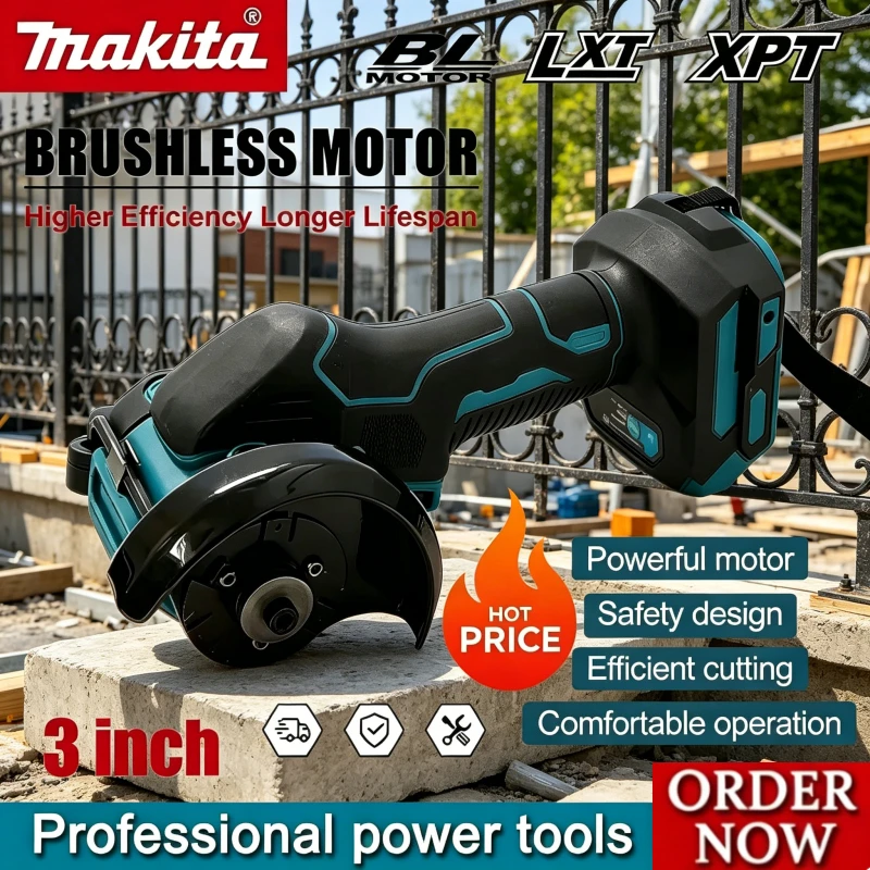 マキタ-ブラシレス-コードレス-18v-バッテリー用、充電式-3-インチ-ミニ電気丸鋸ハンドヘルド電動カットオフグラインダーツール
