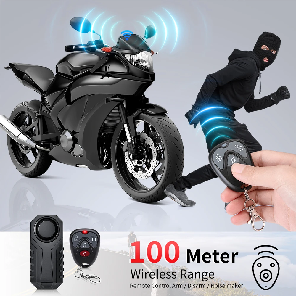 Awapow alarma de bicicleta 113dB impermeable motocicleta seguridad antirrobo Control remoto inalámbrico Scooter Eléctrico bicicleta alarma antirrobo