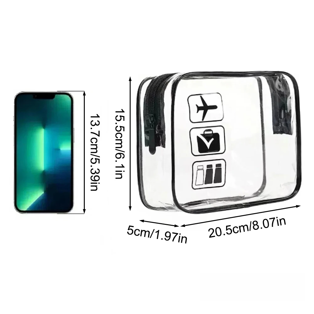 Bolsa de maquillaje transparente, bolsa de aseo portátil para exteriores, bolsa de almacenamiento de viaje minimalista, bolsa de maquillaje transparente de PVC