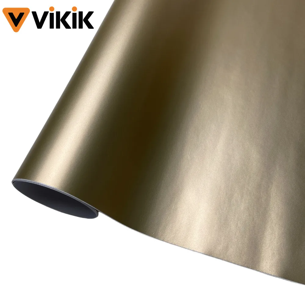 

Premium Satin Metallic Matte Champagne Gold Vinyl Wrap Film DIY Waterproof Car Accessories with Air Release