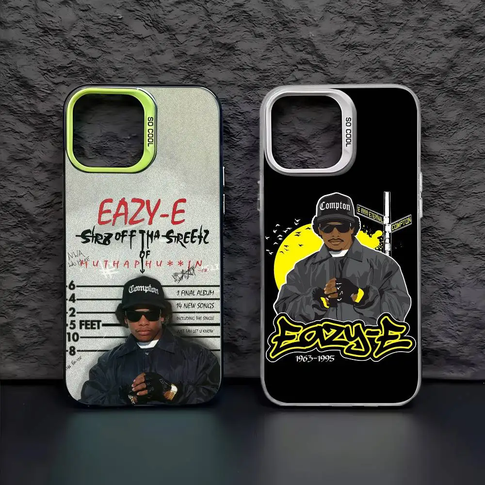 Funda de teléfono Rapper E-Eazy E para iPhone 16 15 14 13 12 17 Pro Max Plus, funda protectora chapada en plata mate Multicolor