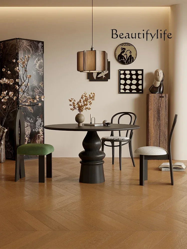 

стол кухонный American medieval solid wood round dining table household small apartment dining table