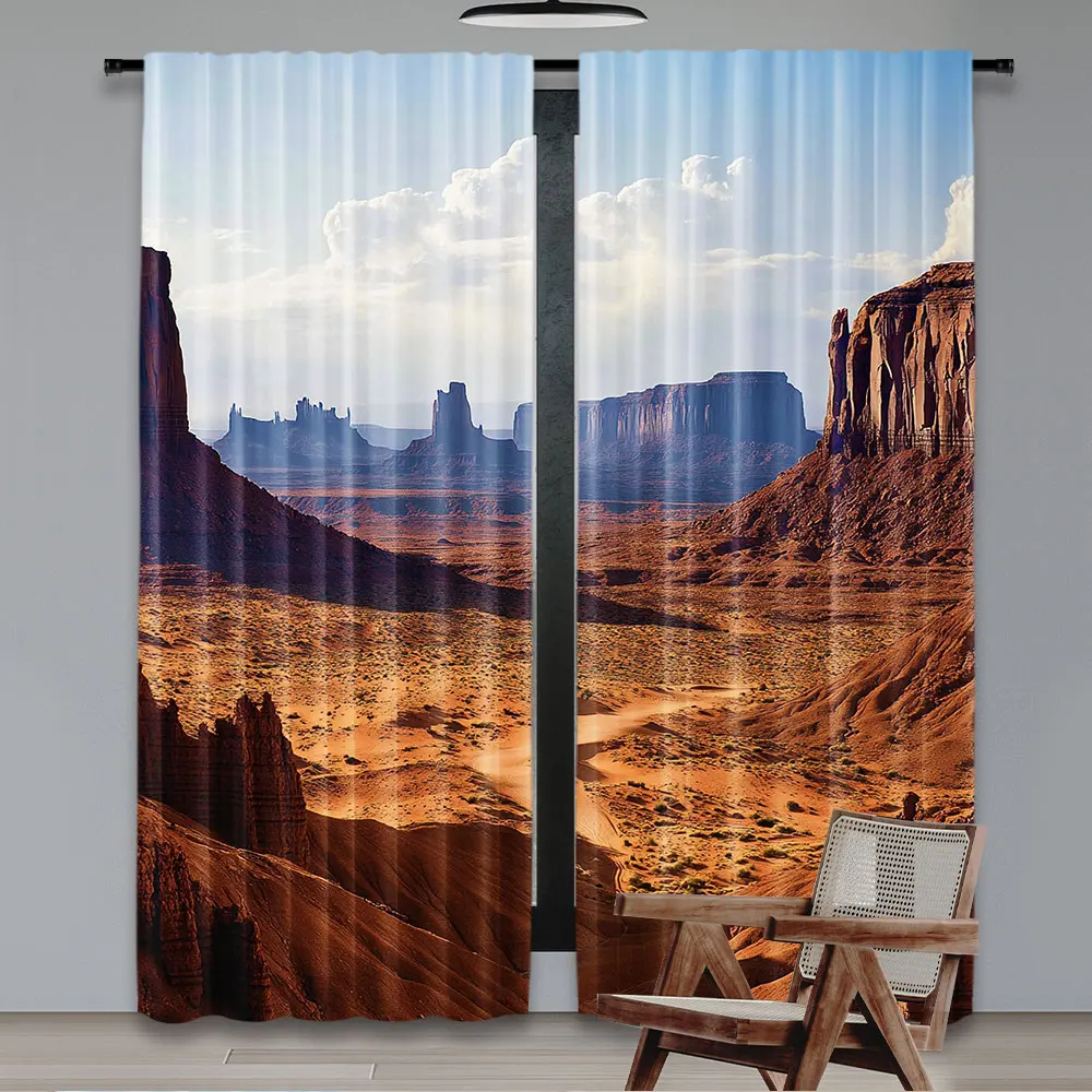 2Pcs Desert Curtain Monument Valley View From John Fords Point Merritt Butte Sandstone For Bedroom Living Room And Dining Room