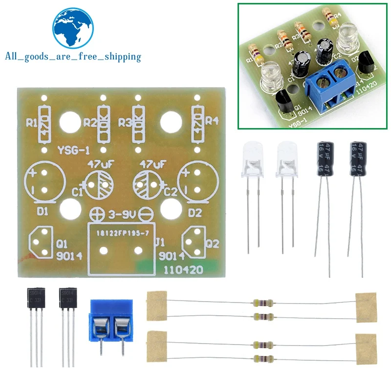 TZT Simple LED Flash DIY Kits Circuit Electronics DIY Electronic Suite 1.2mm Parts for Arduino Flash LED Kit Electronic DIY Kit