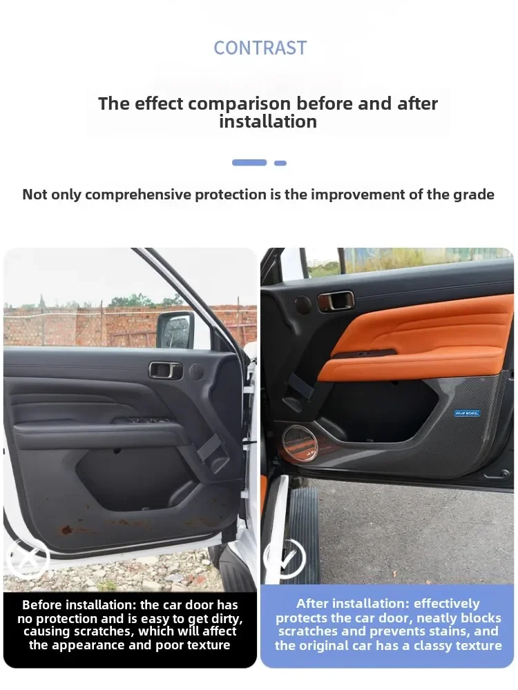 Car Door Anti Kick Pad ABS Anti-Scratch Door Edge Protector For Great Wall Haval H9 2024 2025 Interior Decoration Accessories