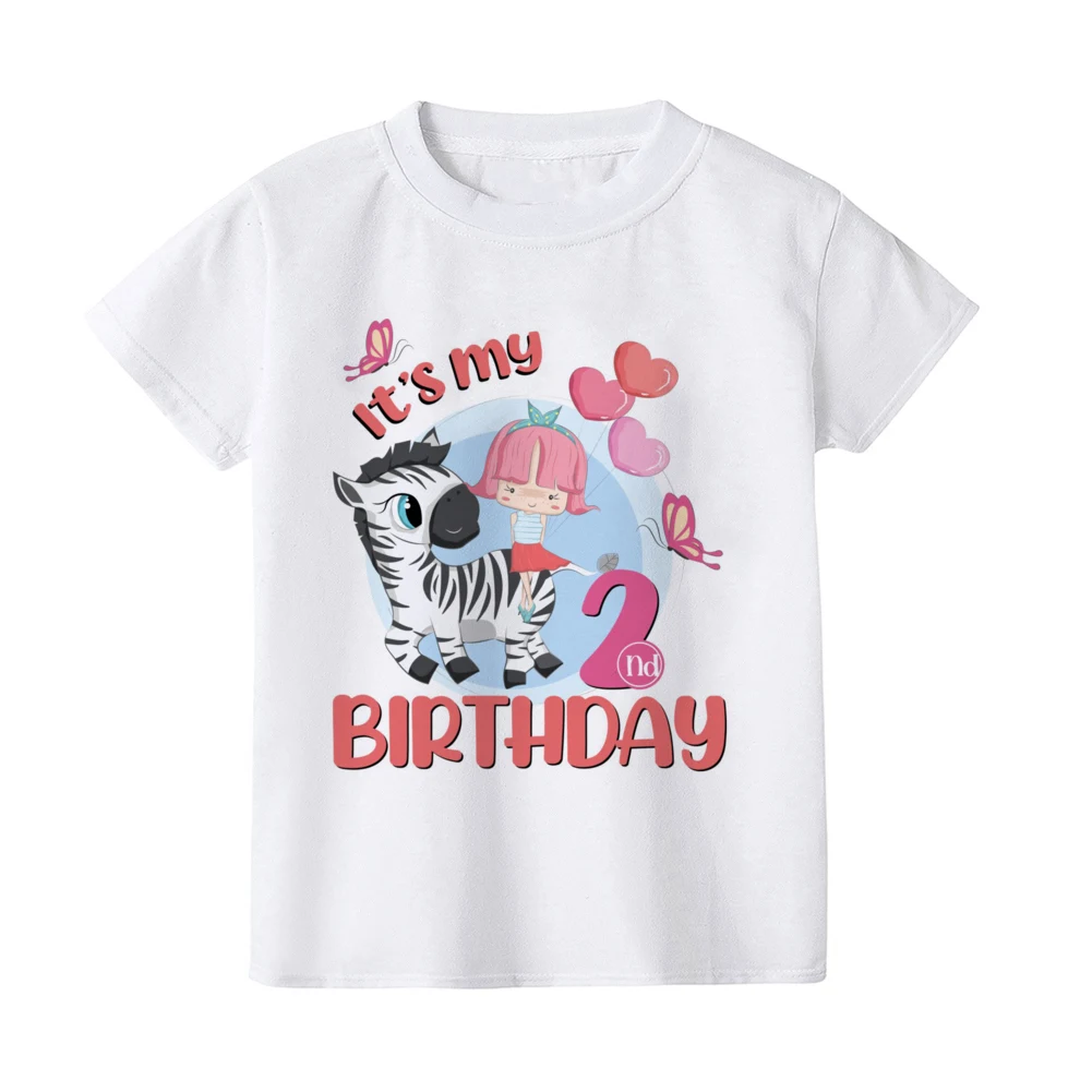 Aniversário crianças camiseta infantil meninas bonito roupas do miúdo presente de aniversário da criança t branco crianças verão manga curta camiseta