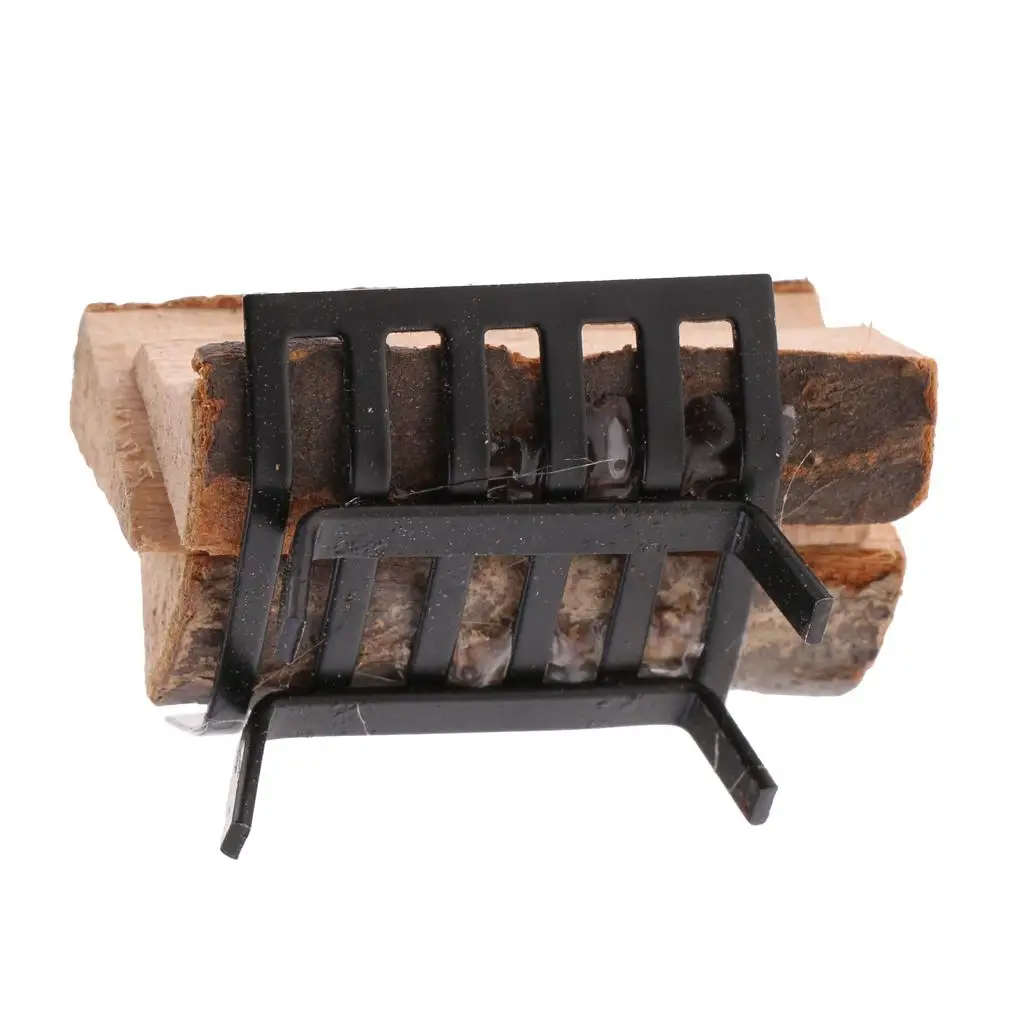 1/12 Puppenhaus Miniatur Metallregal mit Brennholz für Wohnzimmerkamin