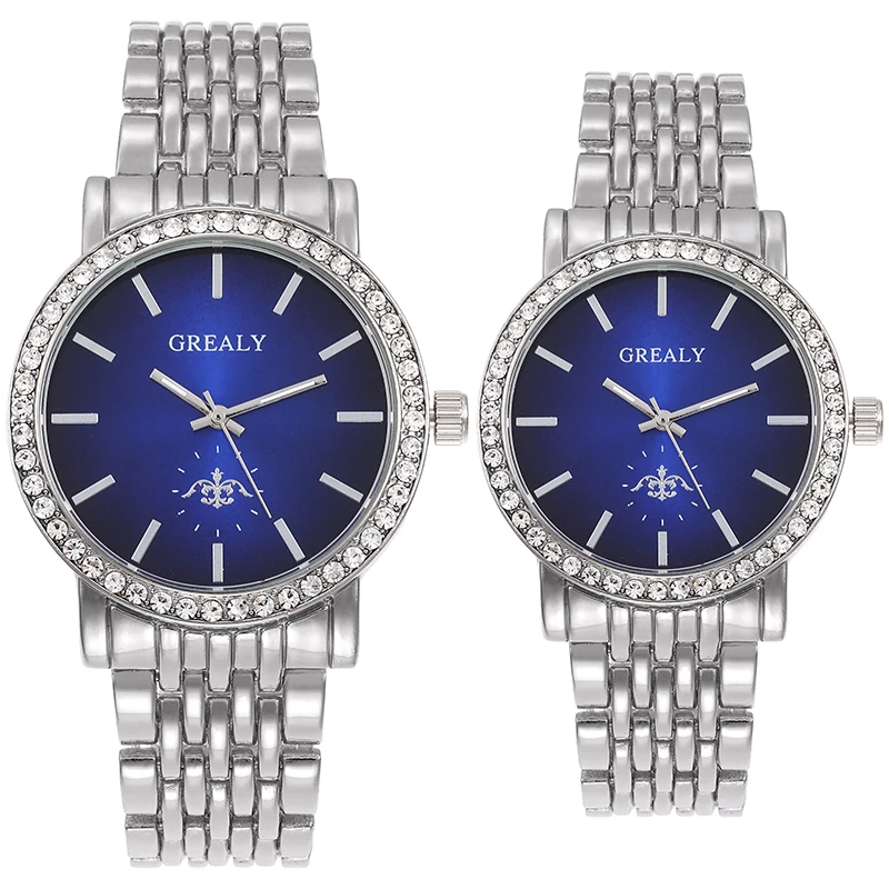 الكوارتز زوجين الساعات السيدات أزياء الاتجاه عارضة سوار الساعات عارضة الذهب ساعة اليد زوج #4