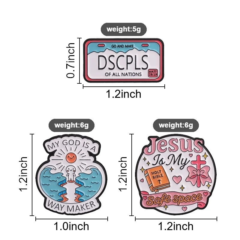 Jesus Is My Safe Space Enamel Pins Christian Faith Bible Verse Brooches Lapel Badges License Plate Jewelry Gift for Friends