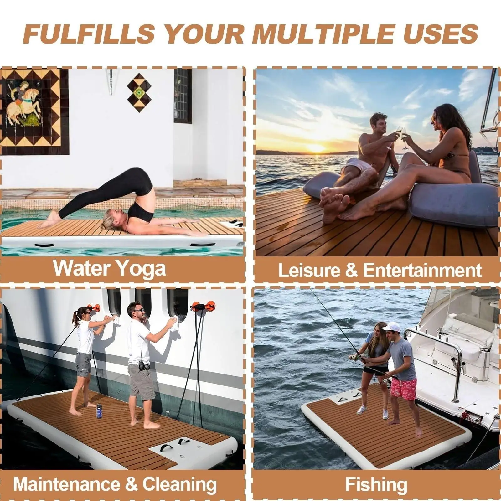 الخشب الحبوب سميكة عدم الانزلاق السلامة نفخ العائمة حوض العائمة حوض السباحة منصة طوف لحمام السباحة بحيرة الشاطئ #5